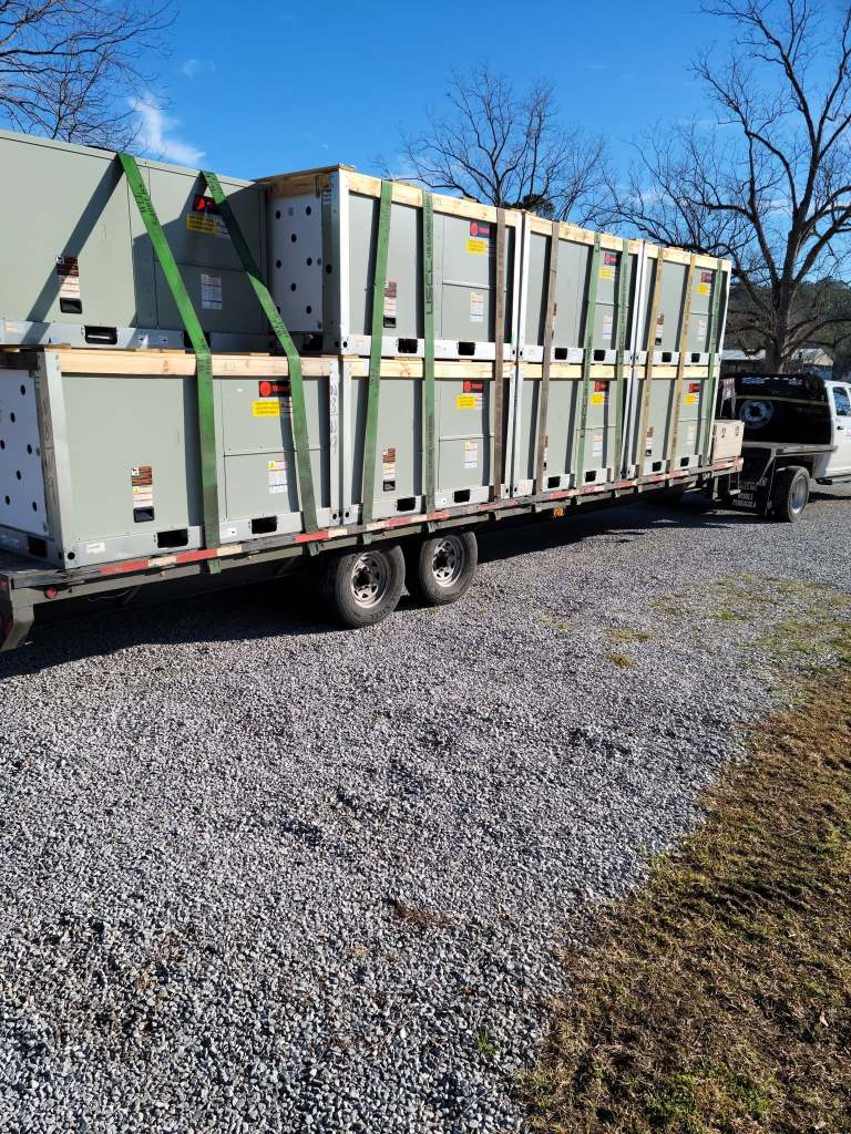 Large load of Trane Precedent RTUs heading out